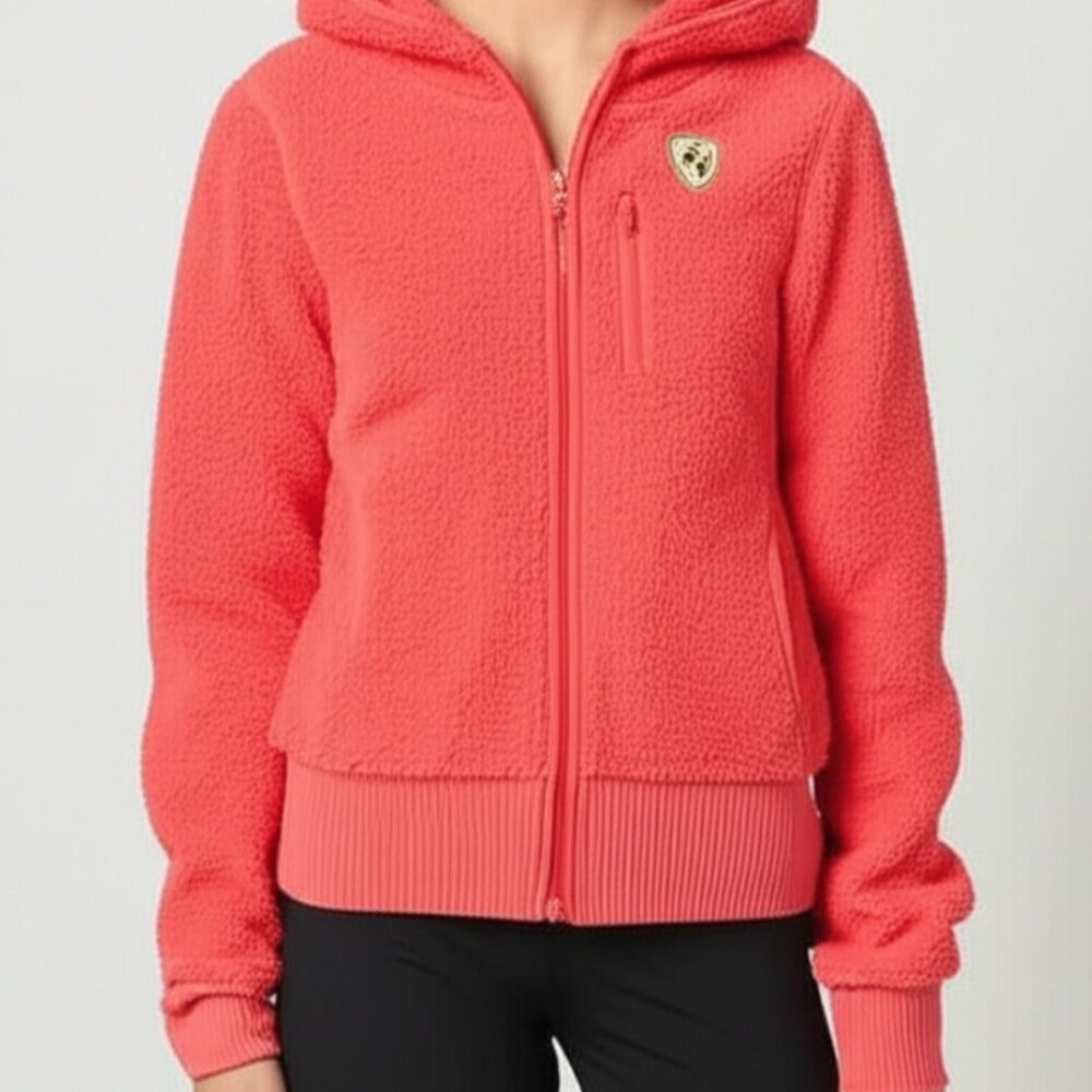 Y2K AEO Cozy Fuzzy Teddy Bear Hooded Jacket Full Zip Soft Fleece